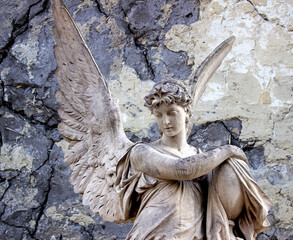 Beautiful angel with big wings. Guardian Angel. Angel savior	
