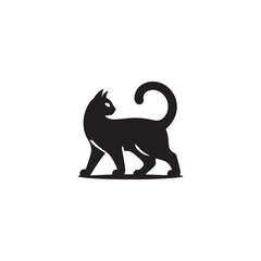 Russian Blue Cat Vector Silhouette: Sleek, Short-Haired Feline with Bright Green Eyes and Luxurious Blue Coat, Captured in a Minimalist Outline for Elegant Pet Designs.
