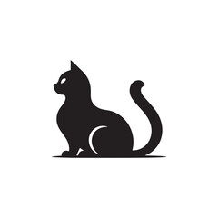 Russian Blue Cat Vector Silhouette: Sleek, Short-Haired Feline with Bright Green Eyes and Luxurious Blue Coat, Captured in a Minimalist Outline for Elegant Pet Designs.
