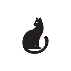 Russian Blue Cat Vector Silhouette: Sleek, Short-Haired Feline with Bright Green Eyes and Luxurious Blue Coat, Captured in a Minimalist Outline for Elegant Pet Designs.
