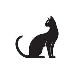 Russian Blue Cat Vector Silhouette: Sleek, Short-Haired Feline with Bright Green Eyes and Luxurious Blue Coat, Captured in a Minimalist Outline for Elegant Pet Designs.
