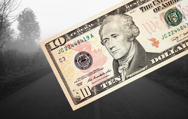American dollars close-up on a retro background. National currency of the United States of America	
