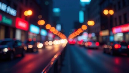 Abstract blurred city lights at night, perfect for website banners or presentations , architecture, sky