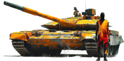 Rusty War Tank and Figure