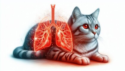 Cat anatomy illustration veterinary education digital artwork indoor setting creative view feline health concept