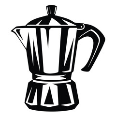 Vintage Italian Moka Pot in Graphic Black and White Style