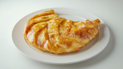 Flaky buttery pastry on a white plate showcasing perfect golden color and texture in a cozy kitchen setting