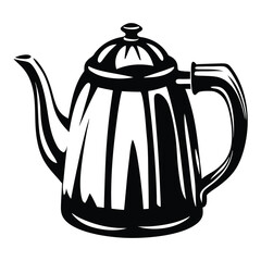 Elegant black and white vector illustration of a classic teapot design