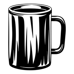 Monochromatic Illustration of a Coffee or Tea Mug on White Background