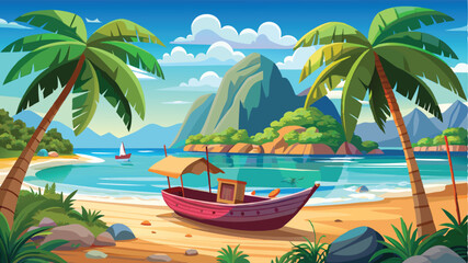 tropical island with palm trees,