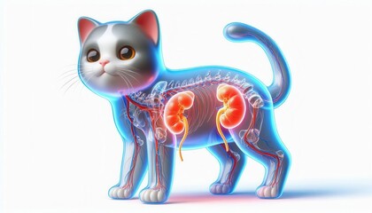Obraz premium Interactive cat anatomy model educational tool digital environment 3d visualization engaging learning resource