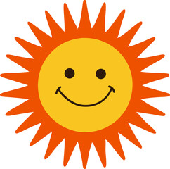 Cute Sun PNG – Adorable Smiling Sun Illustration with Transparent Background, Happy Sun Icon for Designs
