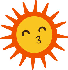 Cute Sun PNG – Adorable Smiling Sun Illustration with Transparent Background, Happy Sun Icon for Designs