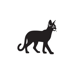 Elegant Savannah Cat Silhouette Vector Design – Exotic Hybrid Feline Outline Illustration Featuring Graceful Posture, Spotted Coat Detail, and Sleek Form for Artistic, Decorative, and Branding Use.
