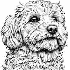 Detailed Pencil Drawing of Adorable Doodle Dog Portrait