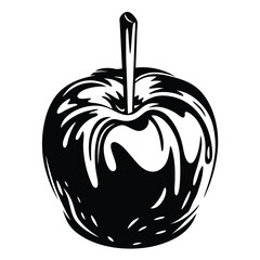 Abstract monochrome drawing of a delicious, ripe apple on white background