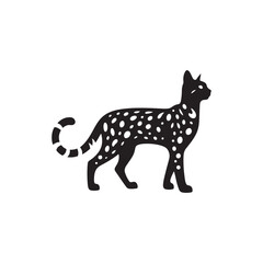 Elegant Savannah Cat Silhouette Vector Design – Exotic Hybrid Feline Outline Illustration Featuring Graceful Posture, Spotted Coat Detail, and Sleek Form for Artistic, Decorative, and Branding Use.
