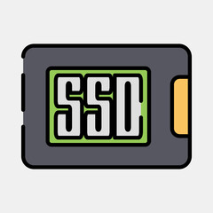Icon ssd. Computer components elements. Icon in filled line style.