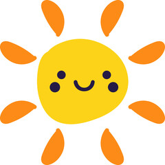 Cute Sun PNG – Adorable Smiling Sun Illustration with Transparent Background, Happy Sun Icon for Designs