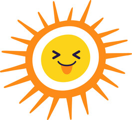 Cute Sun PNG &ndash; Adorable Smiling Sun Illustration with Transparent Background, Happy Sun Icon for Designs