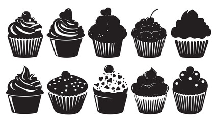 Cupcake Silhouettes Vector