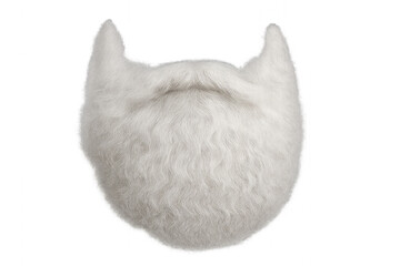 White beard with long beard and mustache isolated on transparent background.