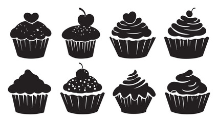 Cupcake Silhouettes Vector Art