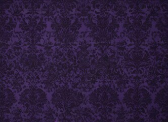 Intricate black damask on deep purple, seamless pattern , dark background, antique