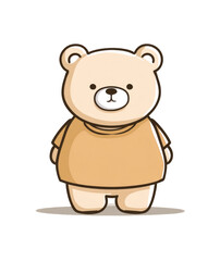 Obraz premium Cute bear wearing blue t-shirt, simple flat vector illustration clip art of kawaii adorable teddy bear