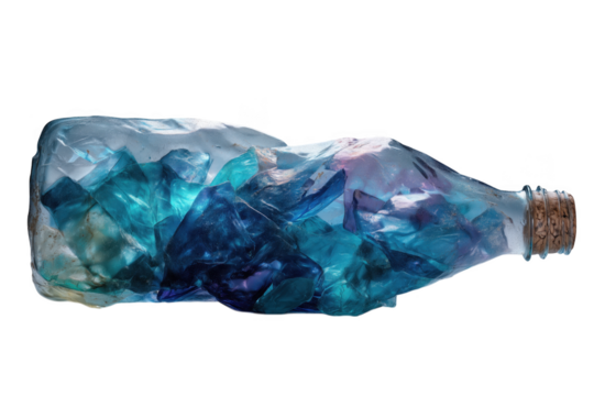 Teal Crystal Rocks Inside Transparent Glass Container On A transparent Background