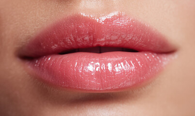 Fototapeta premium Close-up of a woman's lips after lip filler injections