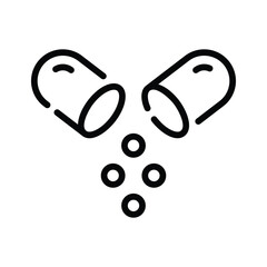 Here is a line icon showing open capsule