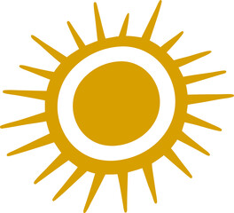 Yellow Sun Icon PNG – Bright Sun Symbol with Transparent Background, Sunny Day Icon for Designs