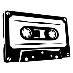 Vintage Audio Cassette Tape Graphic Illustration Retro Music Technology
