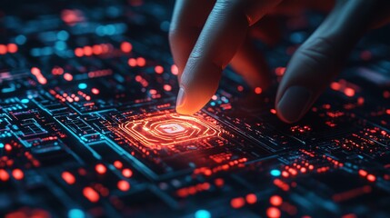 Naklejka premium A futuristic hacking attempt being blocked by a glowing AI security barrier