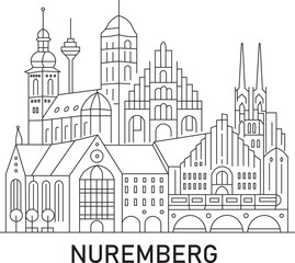 Nuremberg City Line Draw Simple Minimalist