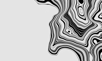 Black and white mountain contour lines. Contour map