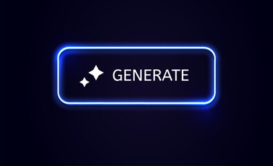 Neon Glow Generate Buttons Set for Modern UI Design, Web Applications, and Game Interfaces Vector Illustration