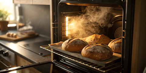 Baking fresh bread home kitchen culinary art warm ambiance close-up view comfort food delight