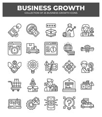 Collection of 25 Business Growth Icons: Boost Your Business Visuals