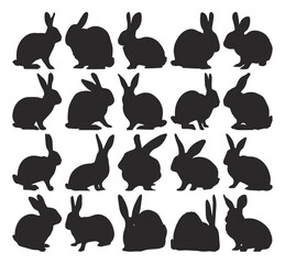 Rabbit Silhouettes 20 Images
