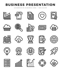 Business Presentation Icon Pack 25 Vector Symbols for Web Design.