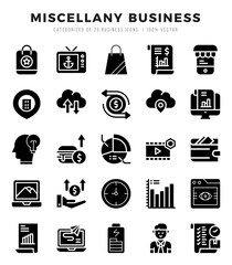 Miscellany Business Glyph icons. Vector Glyph illustration.