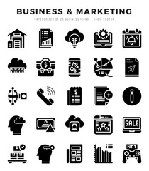 Business & Marketing Glyph icons. Vector Glyph illustration.