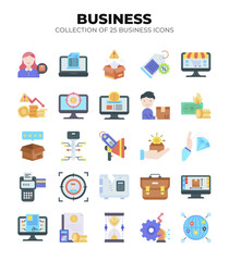 Collection of 25 Business Icons. Marketing. Finance. E.commerce. and More
