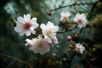 Fototapeta premium Soft cherry blossom flowers on a branch