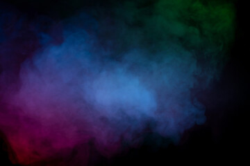 Blue and green steam on a black background.