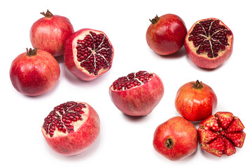 Sweet pomegranate isolated on white background.