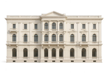 Obraz premium Large white building with many windows isolated on transparent background.