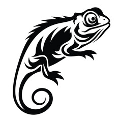 Stylish Black and White Iguana Tribal Tattoo Design Illustration